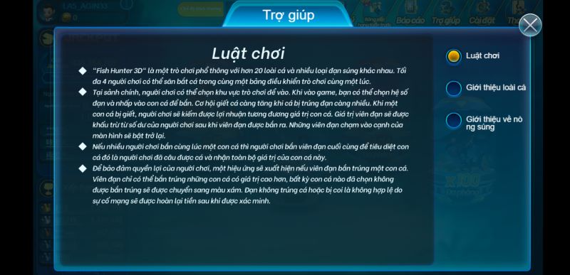 Luật chơi cơ bản của tựa game Fishing War