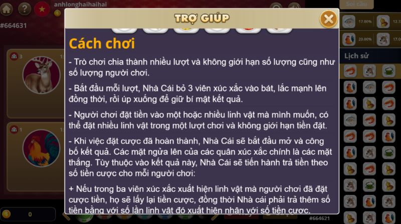 Hướng dẫn luật lệ Bầu cua đơn giản 